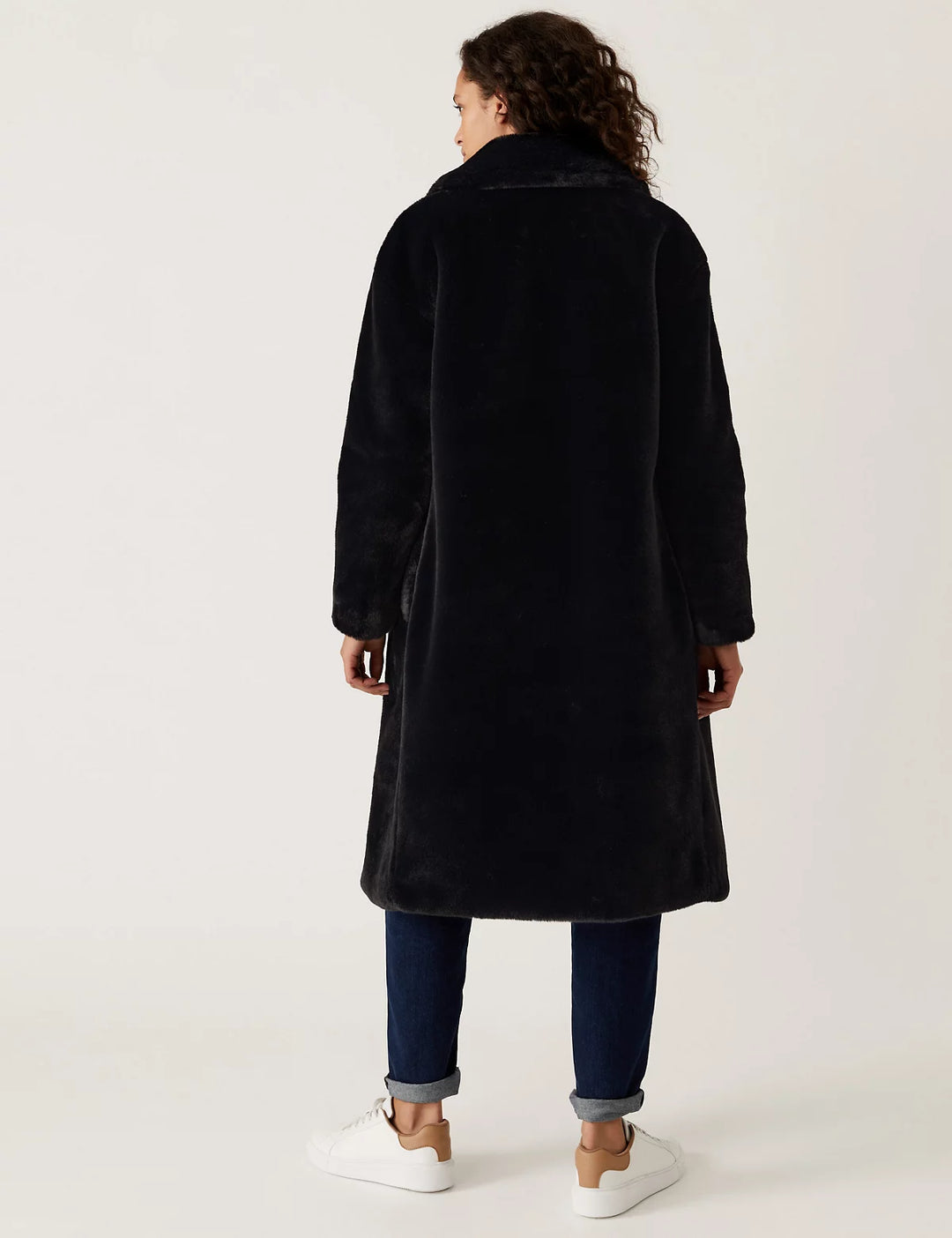 M&S Ladies Long Coat With Fur T59/1144C