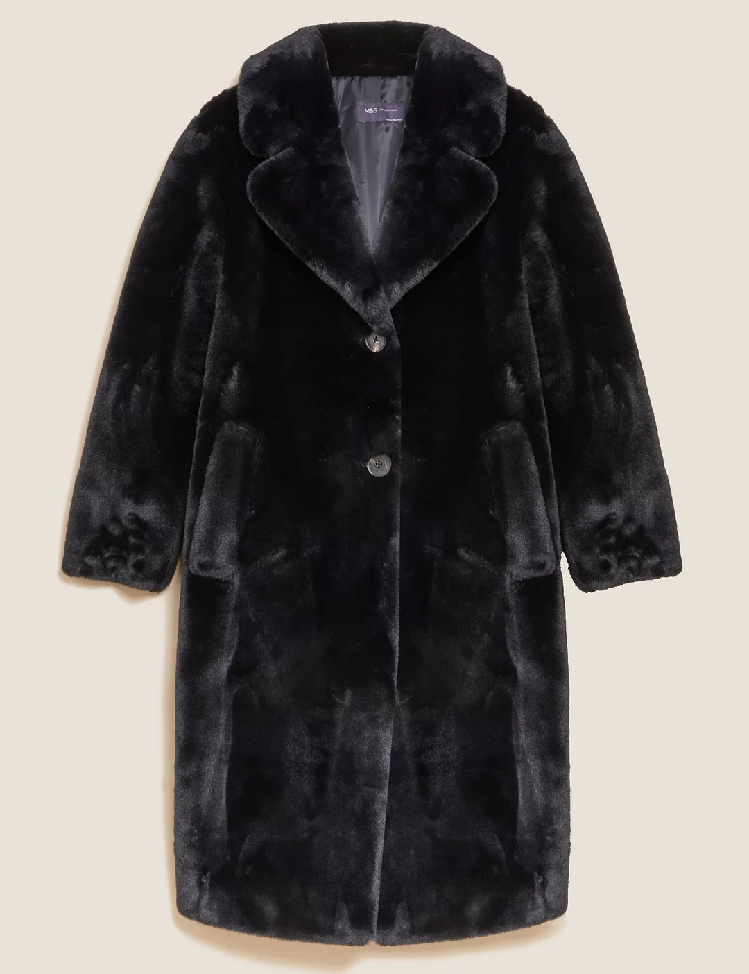 M&S Ladies Long Coat With Fur T59/1144C