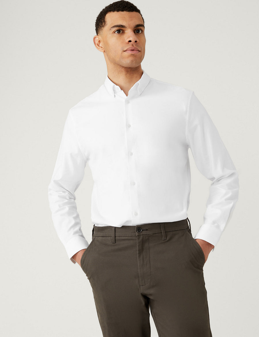 M&S Mens L/S Textured Cotton Casual Shirt T11/0605