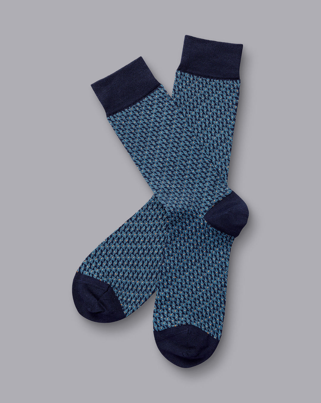 CT Cornflower Blue And Navy Semi Plain Socks ACK0380CFW