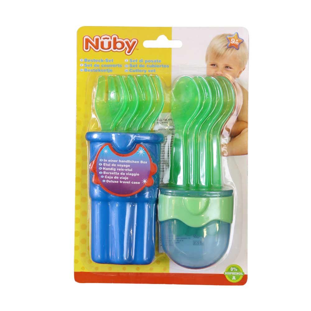 Nuby Baby Travel Set With 4 Tinted Forks & Spoons 5242