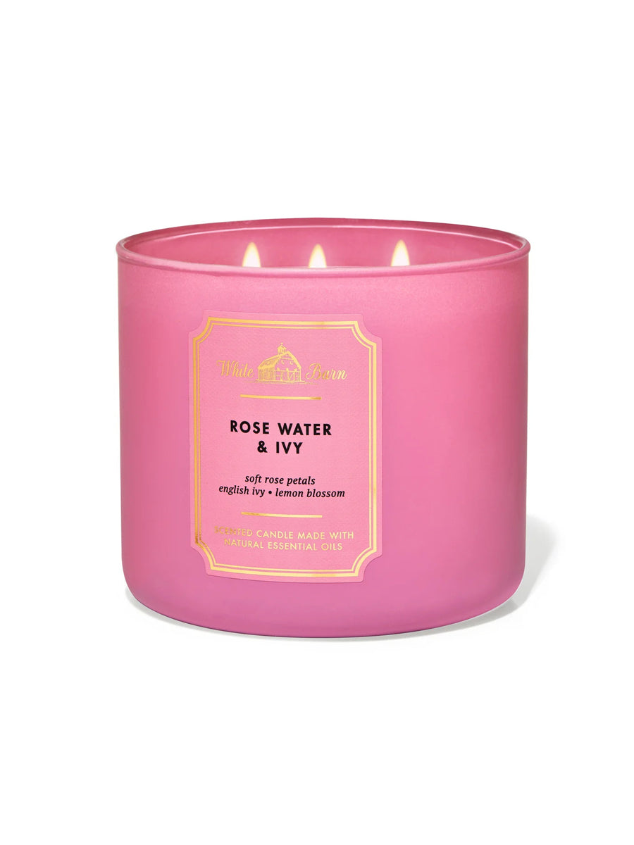 Bath & Body Works Rose Water & Ivory Scented Candle 411G