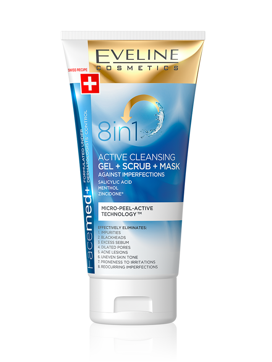 Eveline Facemed Active Cleansing Gel+Scrub+Mask 150ml
