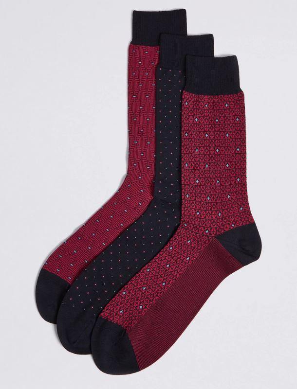 M&S Men 3 Pairs Cotton Luxury Socks T10/7080