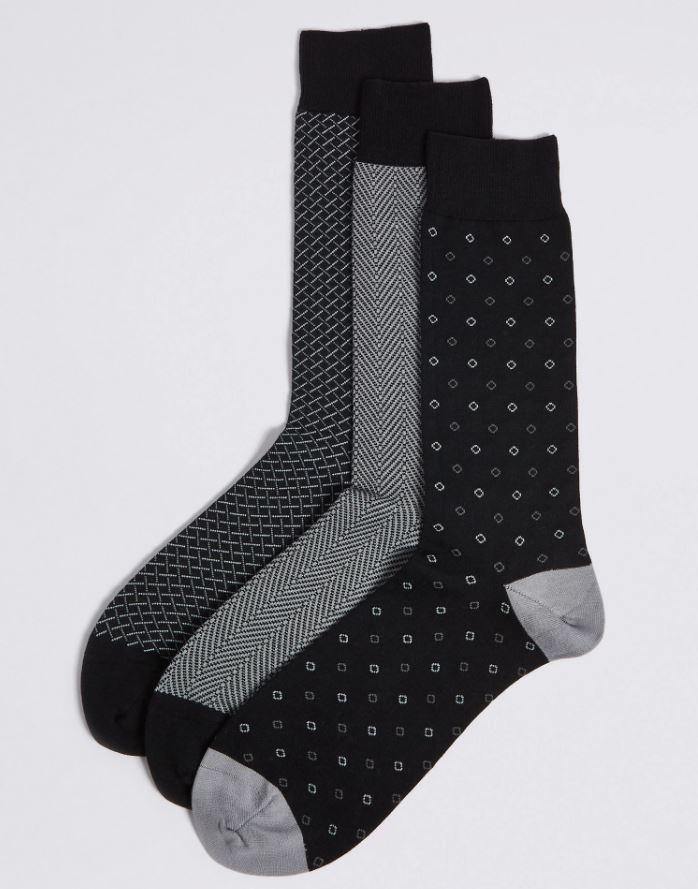 M&S Mens Luxury Socks 3 Pk Socks T10/7071